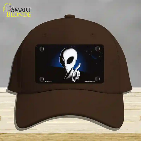 Space Alien Novelty License Plate Hat Cotton / Dark Brown