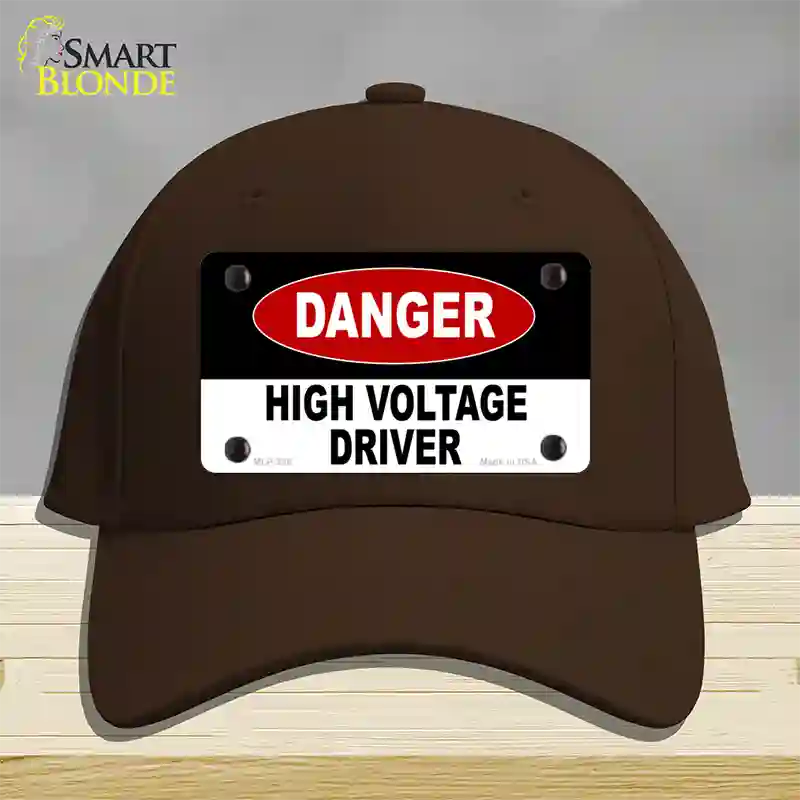 Danger High Voltage Driver Novelty License Plate Hat Cotton / Dark Brown