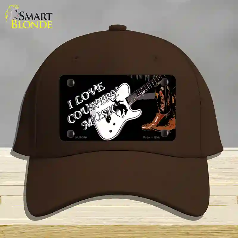 I Love Country Music Novelty License Plate Hat Cotton / Dark Brown