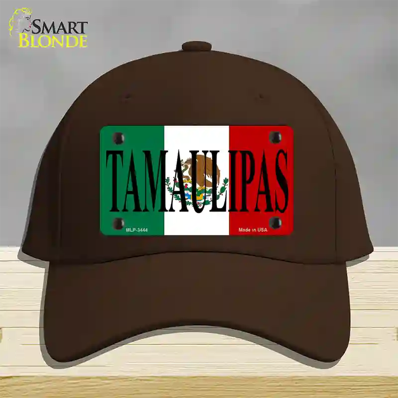 Tamaulipas Mexico Flag Novelty License Plate Hat Cotton / Dark Brown