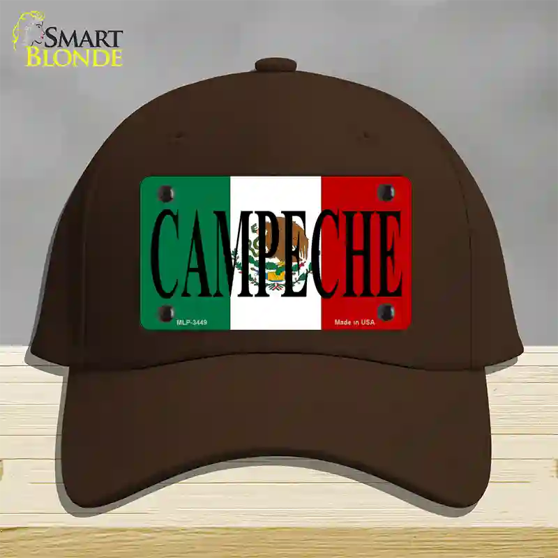 Campeche Mexico Flag Novelty License Plate Hat Cotton / Dark Brown