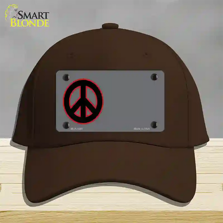 Peace Symbol Offset Novelty License Plate Hat Cotton / Dark Brown