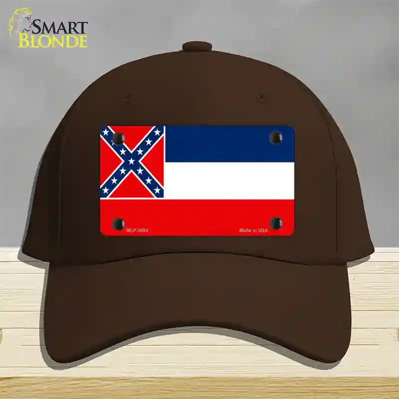 Mississippi Flag Novelty License Plate Hat Cotton / Dark Brown