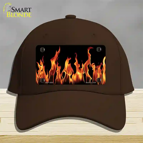 Flames Customizable Novelty License Plate Hat Cotton / Dark Brown