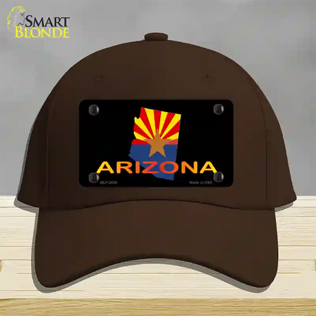 Arizona Flag Filled State Outline Novelty License Plate Hat Cotton / Dark Brown