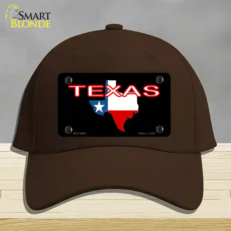 Texas Filled State Flag Novelty License Plate Hat Cotton / Dark Brown