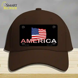 American Flag Black Novelty License Plate Hat Cotton / Dark Brown