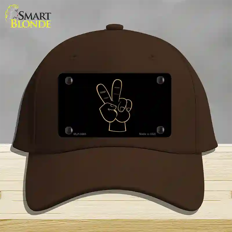 Peace Fingers Novelty License Plate Hat Cotton / Dark Brown