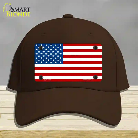 American Flag Novelty License Plate Hat Cotton / Dark Brown