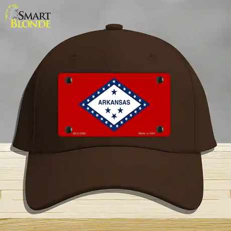 Arkansas State Flag Novelty License Plate Hat Cotton / Dark Brown