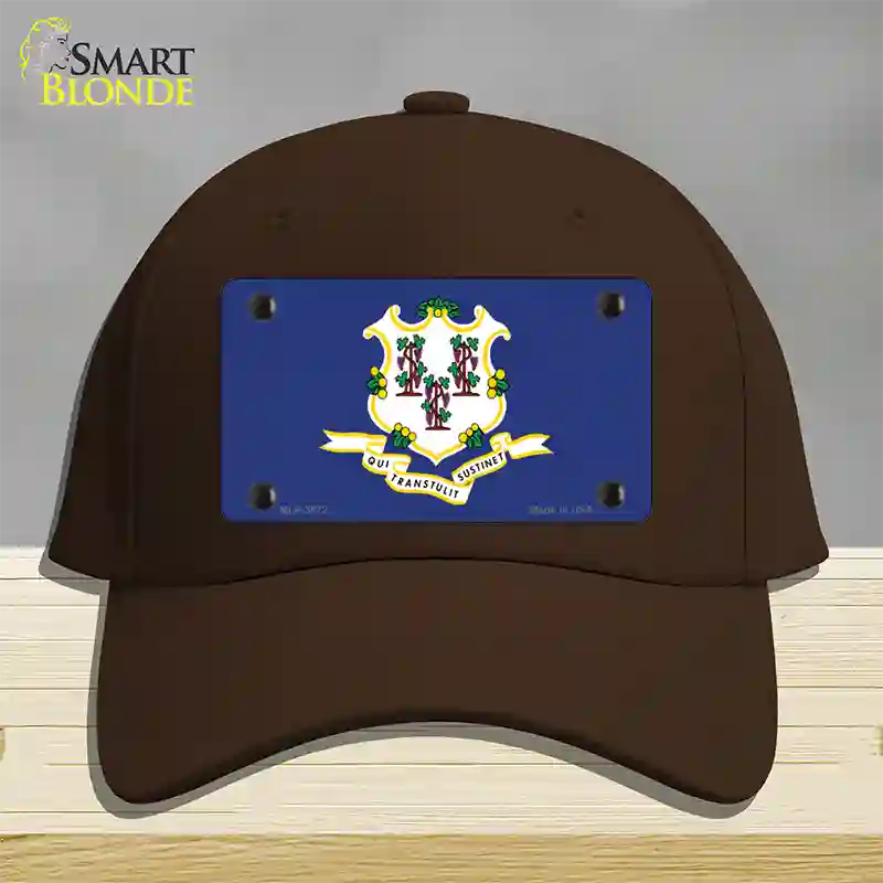 Connecticut State Flag Novelty License Plate Hat Cotton / Dark Brown