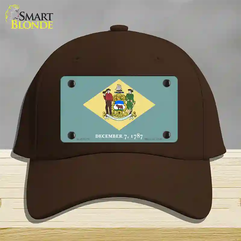 Delaware State Flag Novelty License Plate Hat Cotton / Dark Brown