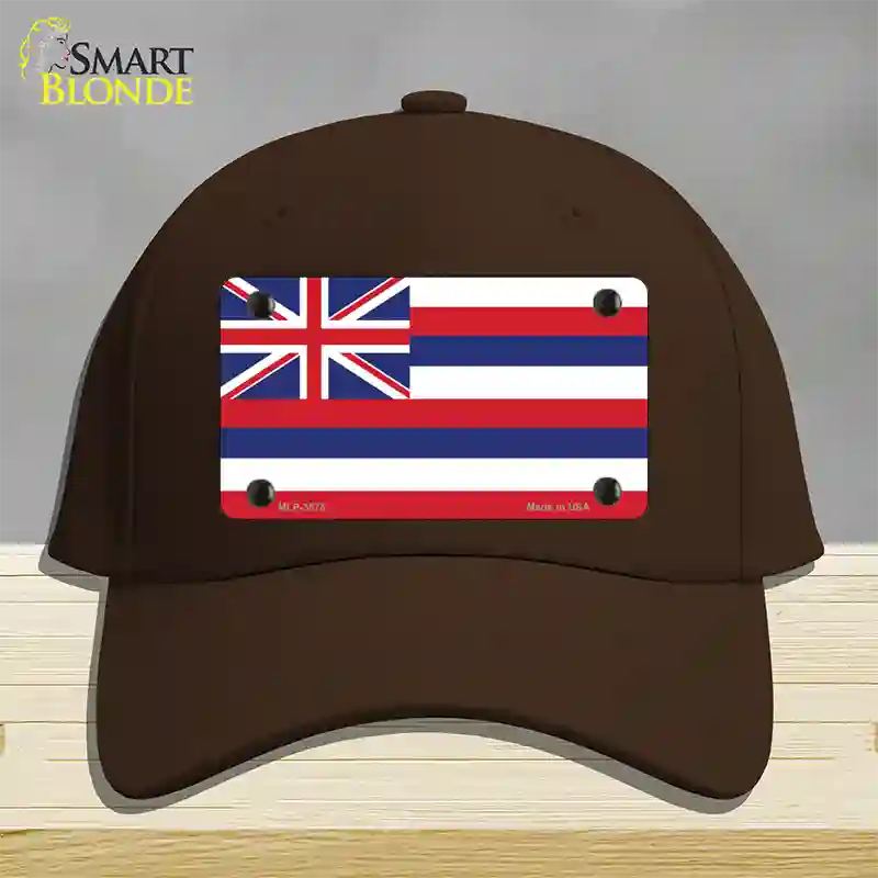 Hawaii Flag State Flag Novelty License Plate Hat Cotton / Dark Brown