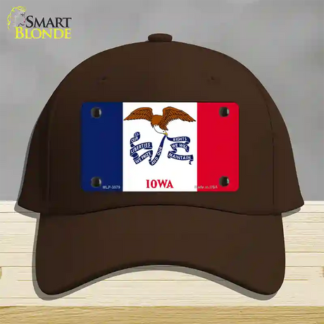 Iowa State Flag Novelty License Plate Hat Cotton / Dark Brown