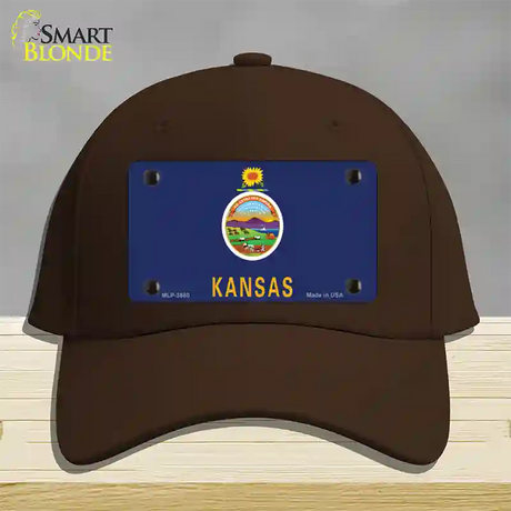 Kansas State Flag Novelty License Plate Hat Cotton / Dark Brown