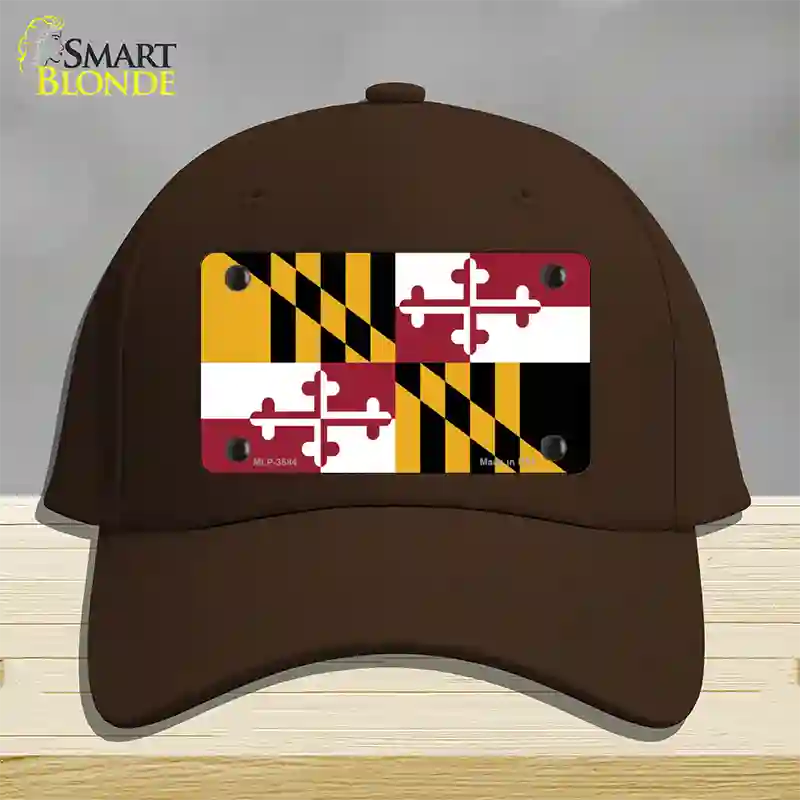 Maryland State Flag Novelty License Plate Hat Cotton / Dark Brown