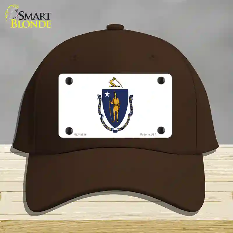 Massachusetts State Flag Novelty License Plate Hat Cotton / Dark Brown