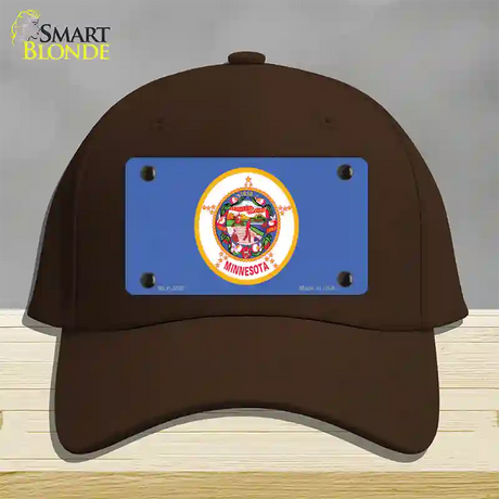 Minnesota State Flag Novelty License Plate Hat Cotton / Dark Brown