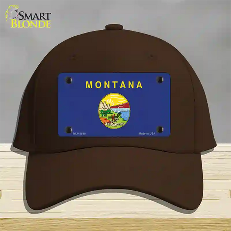 Montana State Flag Novelty License Plate Hat Cotton / Dark Brown