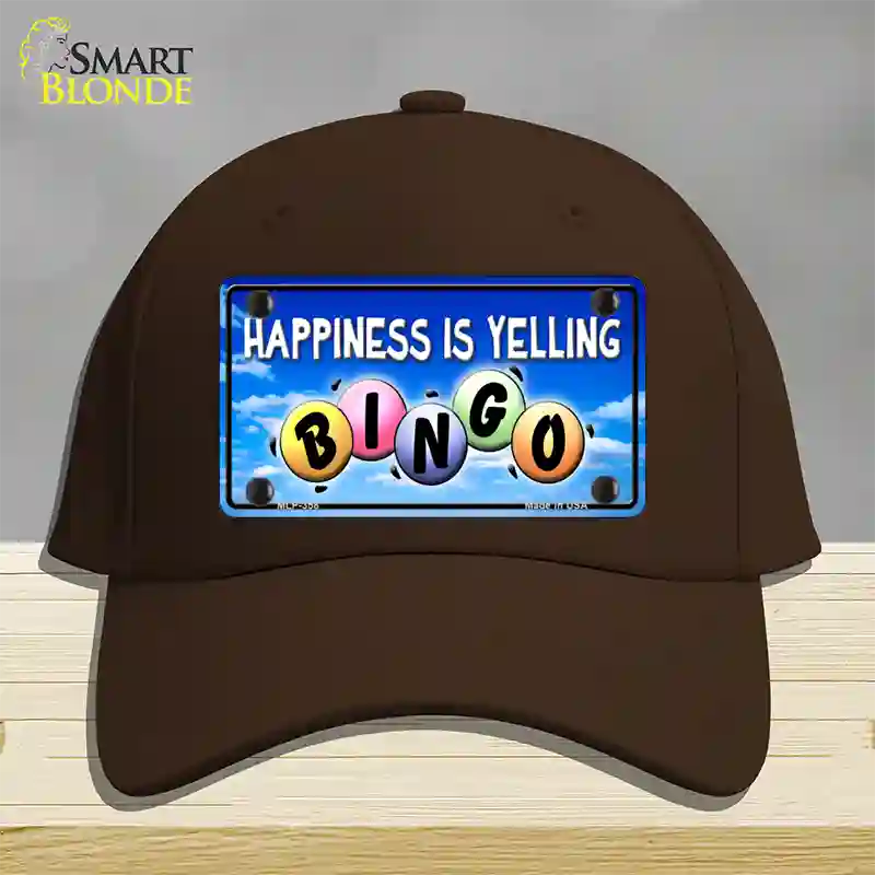 Happiness Is Yelling Bingo Novelty License Plate Hat Cotton / Dark Brown