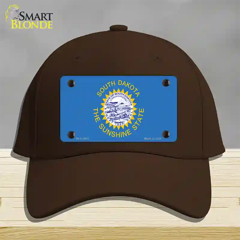 South Dakota State Flag Novelty License Plate Hat Cotton / Dark Brown