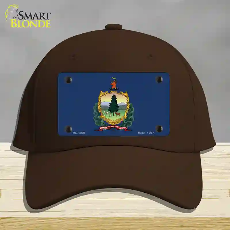 Vermont State Flag Novelty License Plate Hat Cotton / Dark Brown