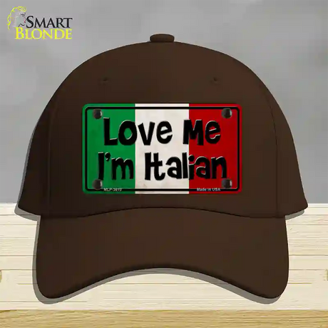 Love Me Im Italian Novelty License Plate Hat Cotton / Dark Brown