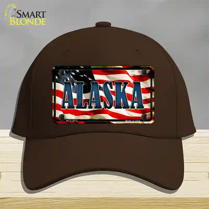 Alaska USA Novelty License Plate Hat Cotton / Dark Brown