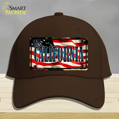 California USA Novelty License Plate Hat Cotton / Dark Brown