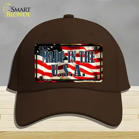 Made In The USA Flag Novelty License Plate Hat Cotton / Dark Brown