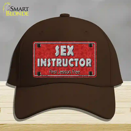 Sex Instructor Novelty License Plate Hat Cotton / Dark Brown