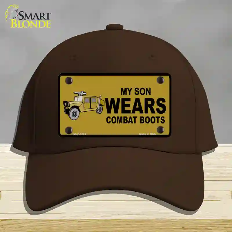 Son Wears Combat Boots Novelty License Plate Hat Cotton / Dark Brown