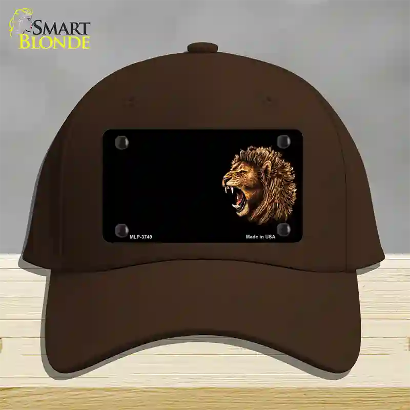 Lion Head Offset Novelty License Plate Hat Cotton / Dark Brown