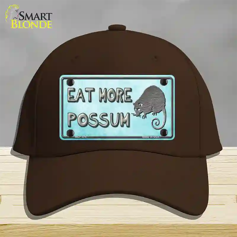 Eat More Possum Novelty License Plate Hat Cotton / Dark Brown