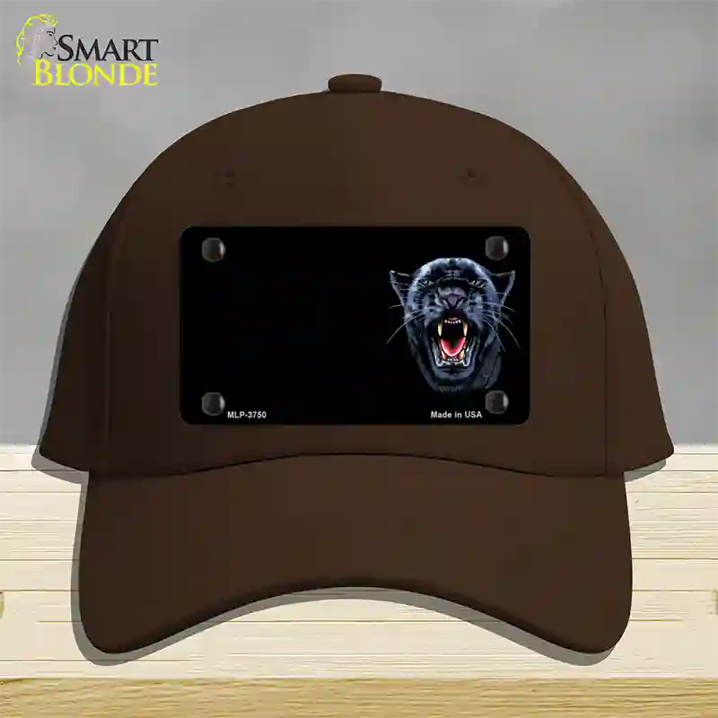 Panther Offset Novelty License Plate Hat Cotton / Dark Brown