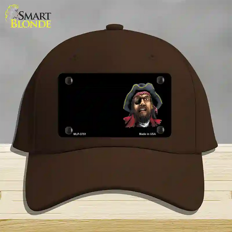 Pirate Offset Novelty License Plate Hat Cotton / Dark Brown