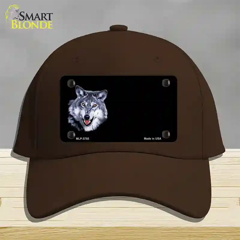 Wolf Offset Novelty License Plate Hat Cotton / Dark Brown