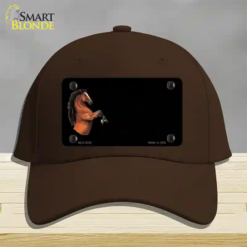 Horse Offset Novelty License Plate Hat Cotton / Dark Brown