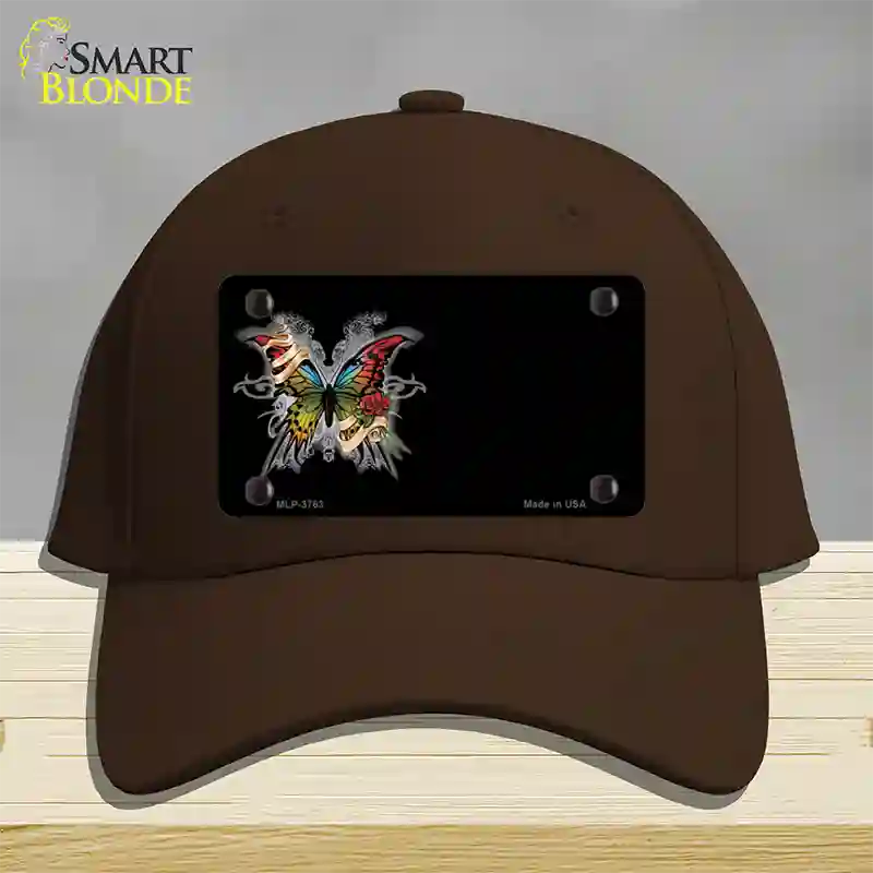 Butterfly Offset Novelty License Plate Hat Cotton / Dark Brown