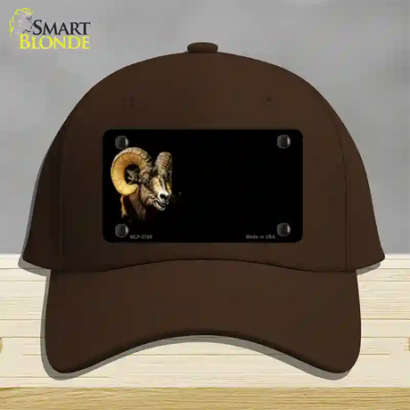 Big Horn Sheep Offset Novelty License Plate Hat Cotton / Dark Brown