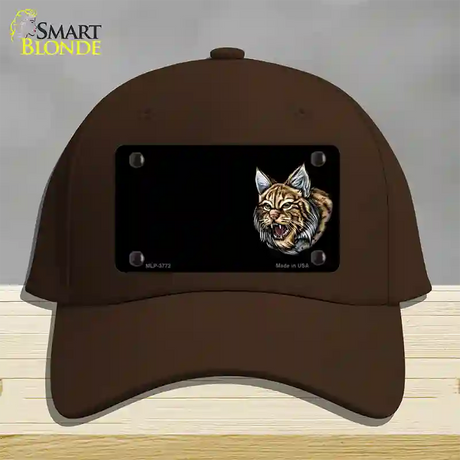 Bobcat Offset Novelty License Plate Hat Cotton / Dark Brown