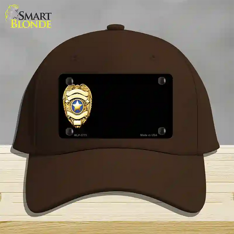 Police Badge Offset Novelty License Plate Hat Cotton / Dark Brown