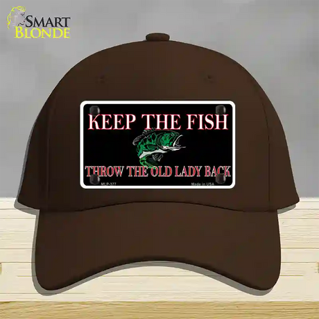 Keep the Fish Novelty License Plate Hat Cotton / Dark Brown