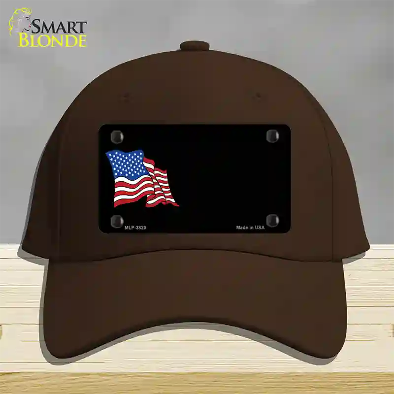 American Flag Offset Novelty License Plate Hat Cotton / Dark Brown