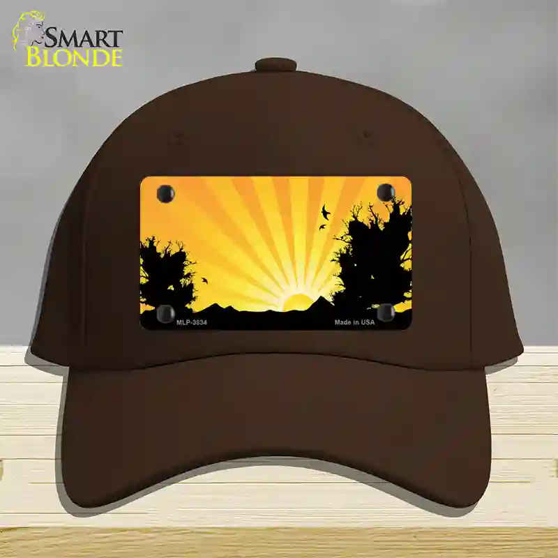 Southwest Orange Sunset Novelty License Plate Hat Cotton / Dark Brown