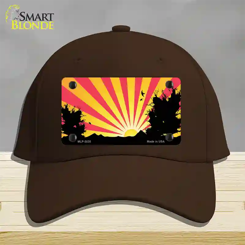 Southwest Red Sunset Novelty License Plate Hat Cotton / Dark Brown