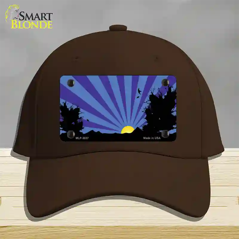 Southwest Purple Sunset Novelty License Plate Hat Cotton / Dark Brown