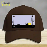 Southwest Cactus Sunrise Purple Novelty License Plate Hat Cotton / Dark Brown