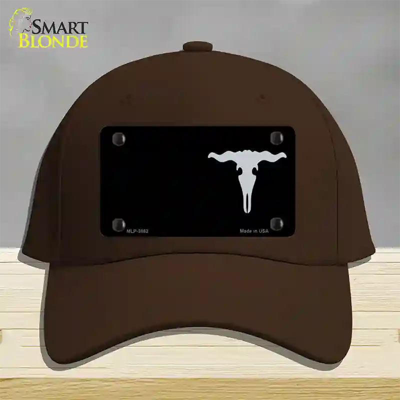 Cattle Skull Offset Novelty License Plate Hat Cotton / Dark Brown