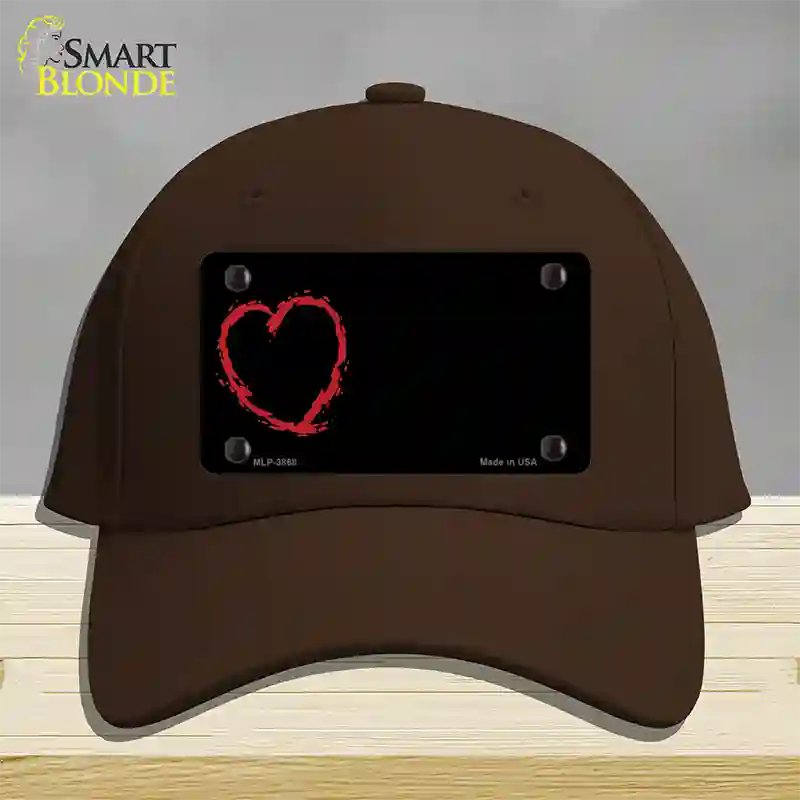 Heart Offset Novelty License Plate Hat Cotton / Dark Brown